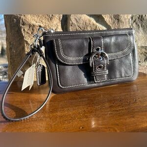 Coach Soho Brown Leather Large Wristlet Clutch F40574 NWT